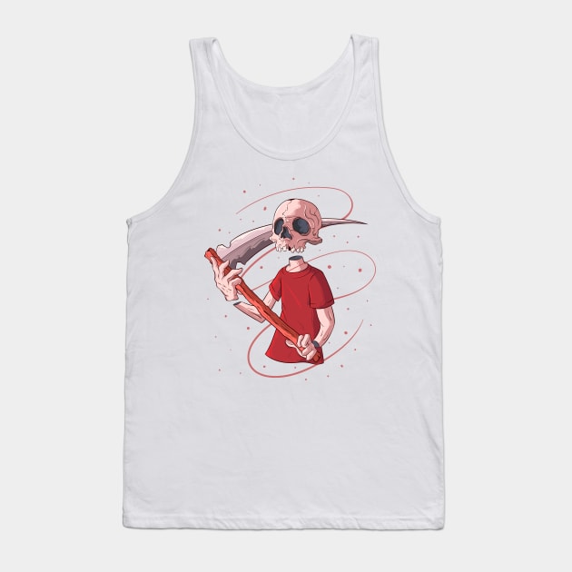 Japanese Sci-fi Skeleton - Vector art illustration Tank Top by Yabisan_art